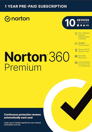 Norton 360 Premium 2024 LATAM Key (1 rok / 10 zařízení) + 75 GB cloudového úložiště + VPN