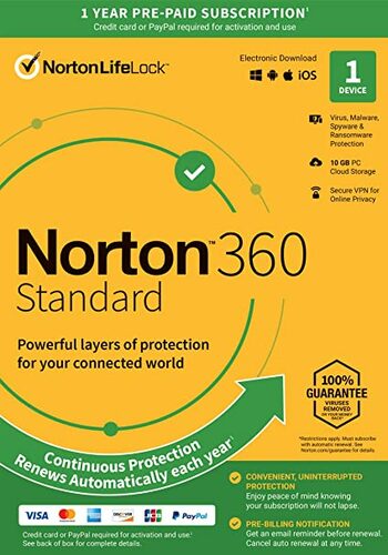 Norton 360 EU Key (1 rok / 1 zařízení) + 10 GB cloudového úložiště