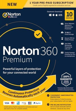 Norton 360 Premium EU Key (2 roky / 10 zařízení) + 75 GB cloudového úložiště