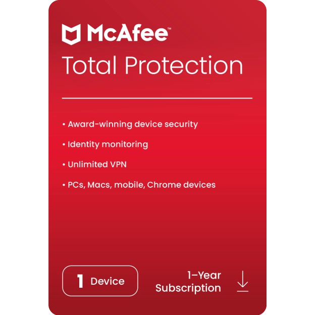 McAfee Total Protection 2024 Key (1 rok / 1 zařízení)