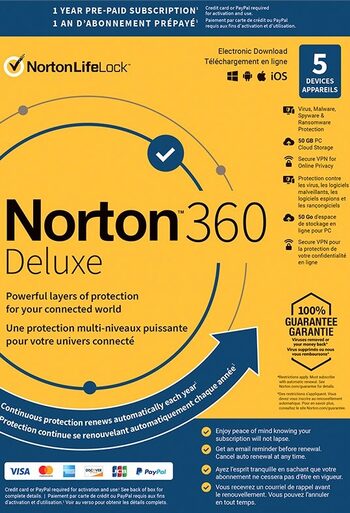 Norton 360 Deluxe US Key (1 rok / 5 zařízení) + 50 GB cloudového úložiště