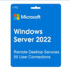 Služba vzdálené plochy systému Windows Server 2022 50 uživatelských licencí CAL CD Key